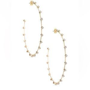 Rhinestone Hoop Earrings in Gold